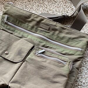 Baggallini Olive Modern Pocket Slim Crossbody Travel Bag with Adjustable Strap